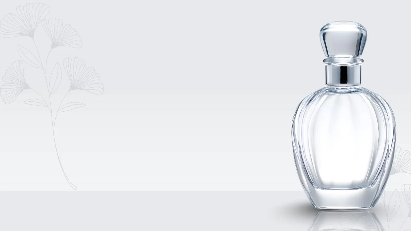 Elegant minimalist perfume bottle with florals