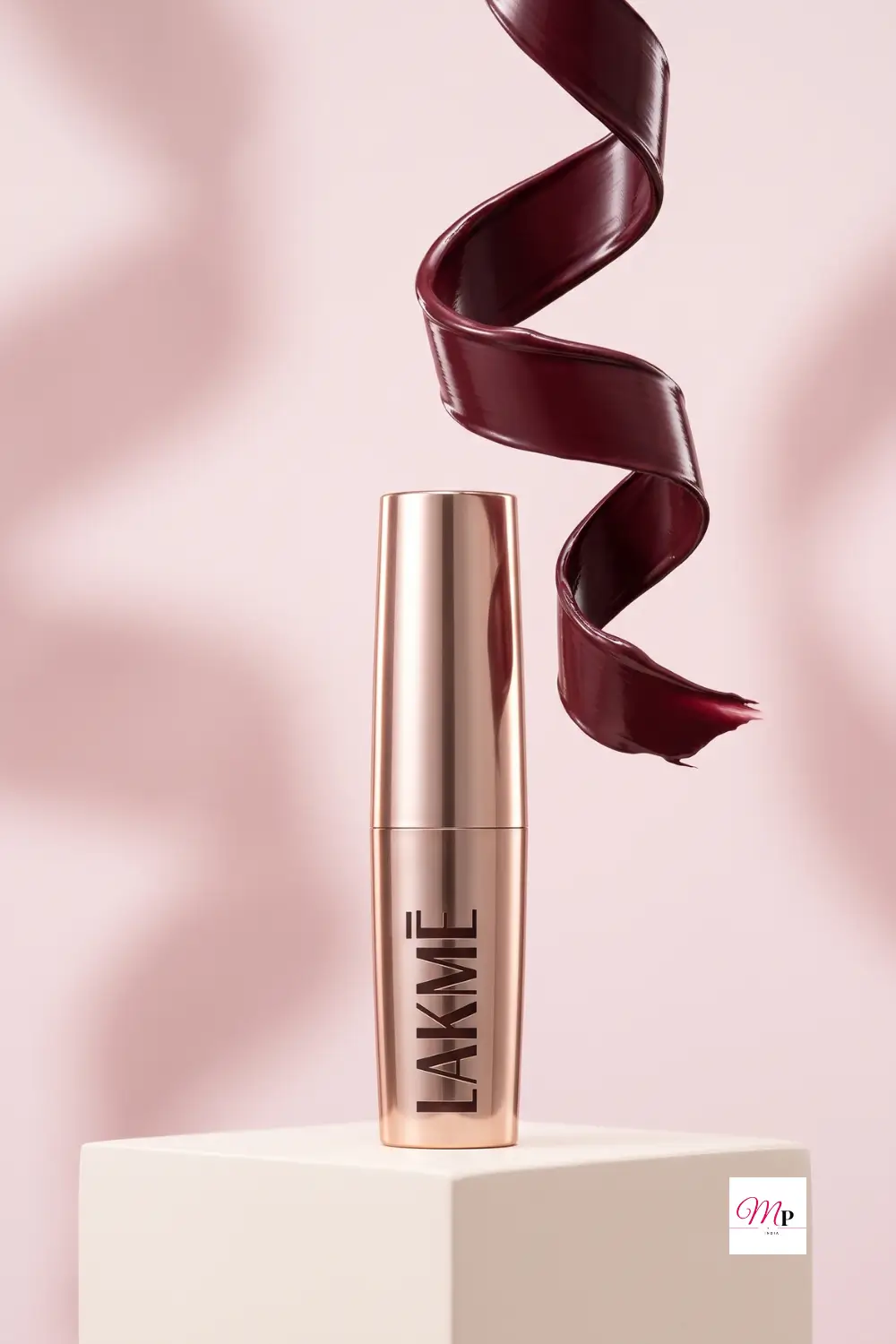 Lakme primer matte lip color swatch showing intense pigment payoff on Indian skin tone