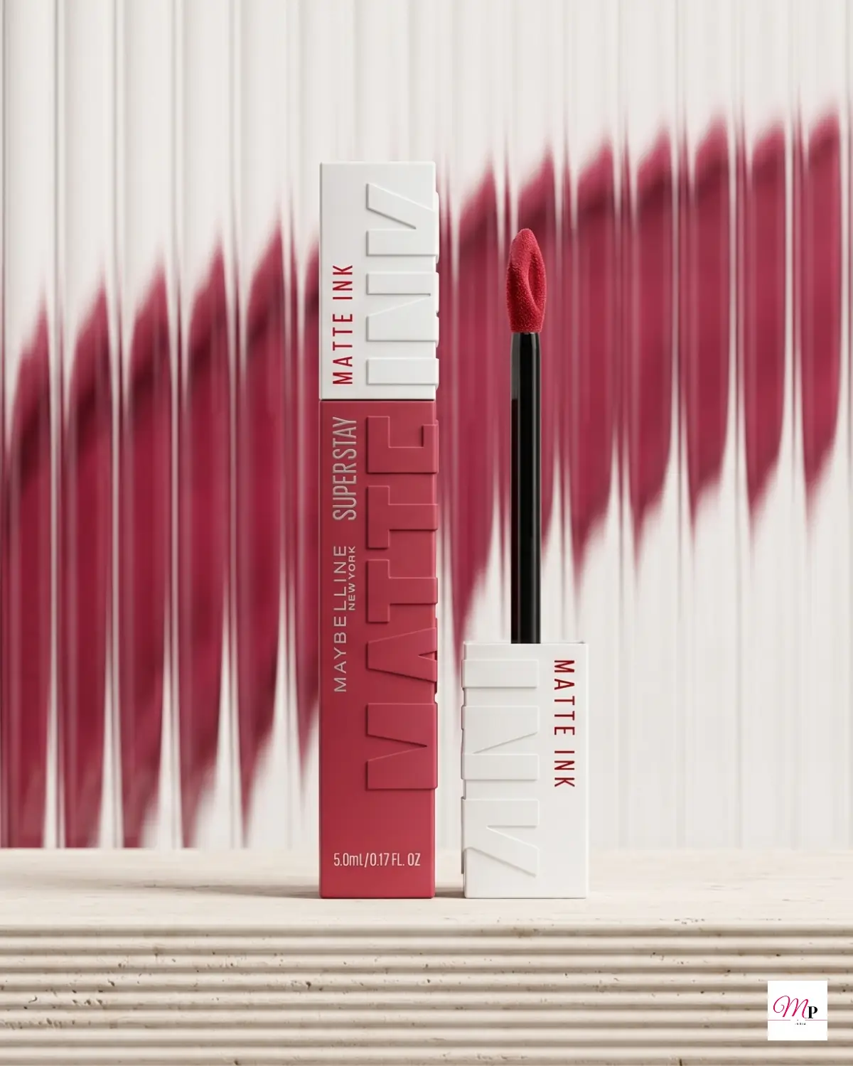 Maybelline SuperStay Matte Ink Enchanter 380 tube standing with cap off before application