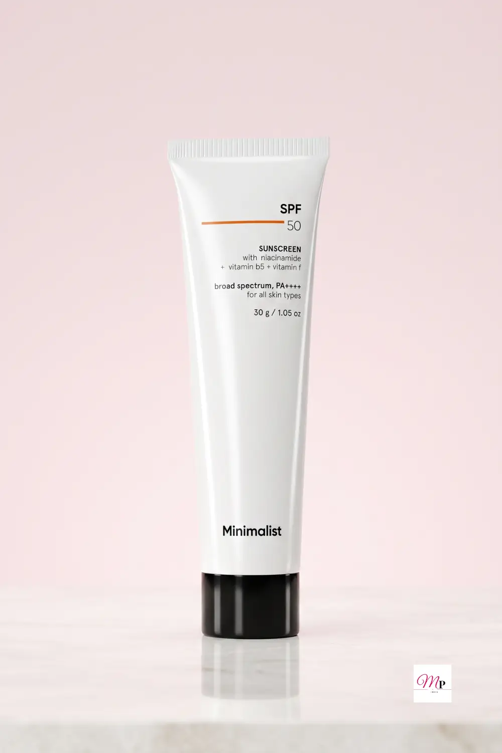 Daily wear niacinamide sunscreen tube clean product shot on neutral background