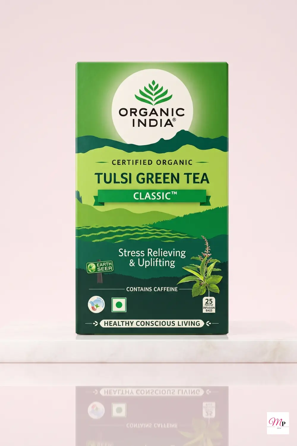 Organic India Classic Tulsi Green Tea stress relieving adaptogenic tea bags for daily immunity ritual