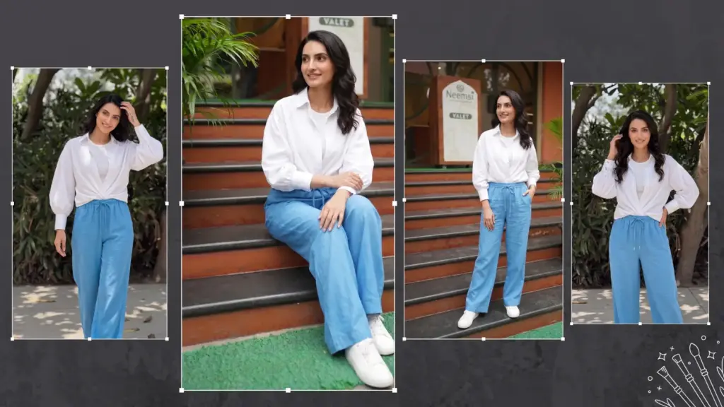 Marks Spencer linen blend wide leg trousers styled four ways with white shirt and sneakers for summer