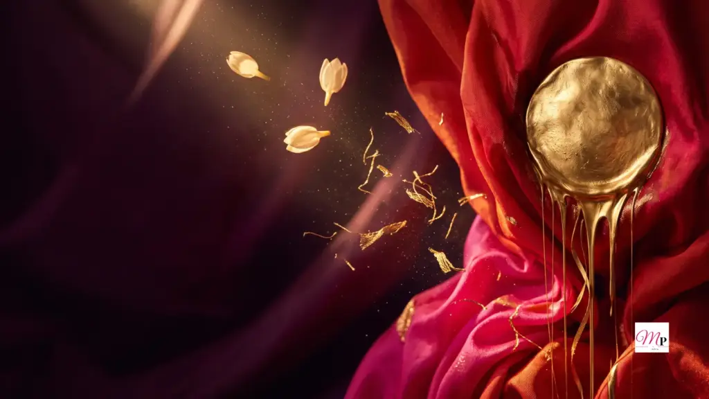 Molten gold full moon cracking through crimson silk haze — daily horoscope 26 september 2026 on Bhadrapada Purnima night