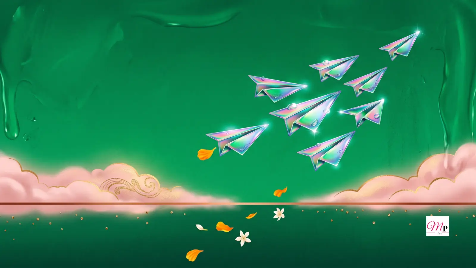 gel-chrome paper planes snapping into reverse alignment over an emerald sky — daily horoscope 28 october 2026, mercury retrograde karwa chauth eve moon